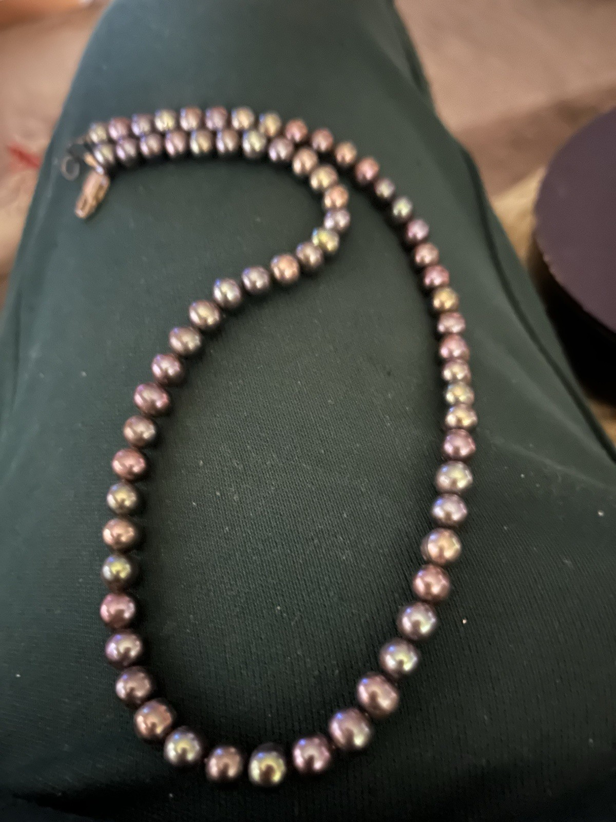 Pearl Necklace With Bracelet Chocolate Purple Color Vintage Silver Class 925