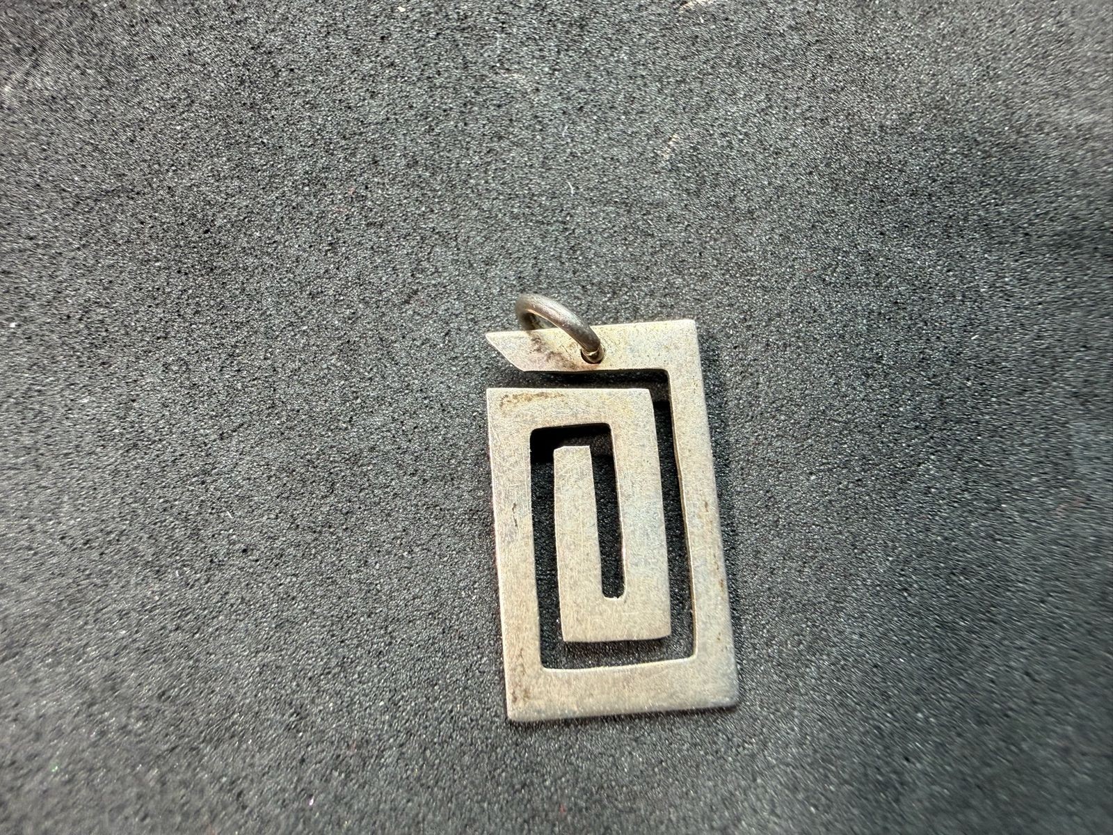 1.32g Vintage Sterling Silver 925 Geometric Modernist Rectangle Pendant M