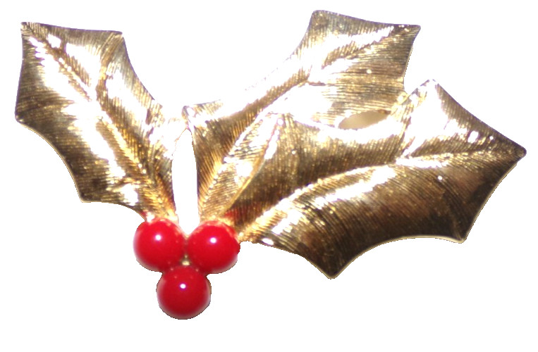 TRIFARI(C)–signed Mistletoe shaped pin-OMG!!