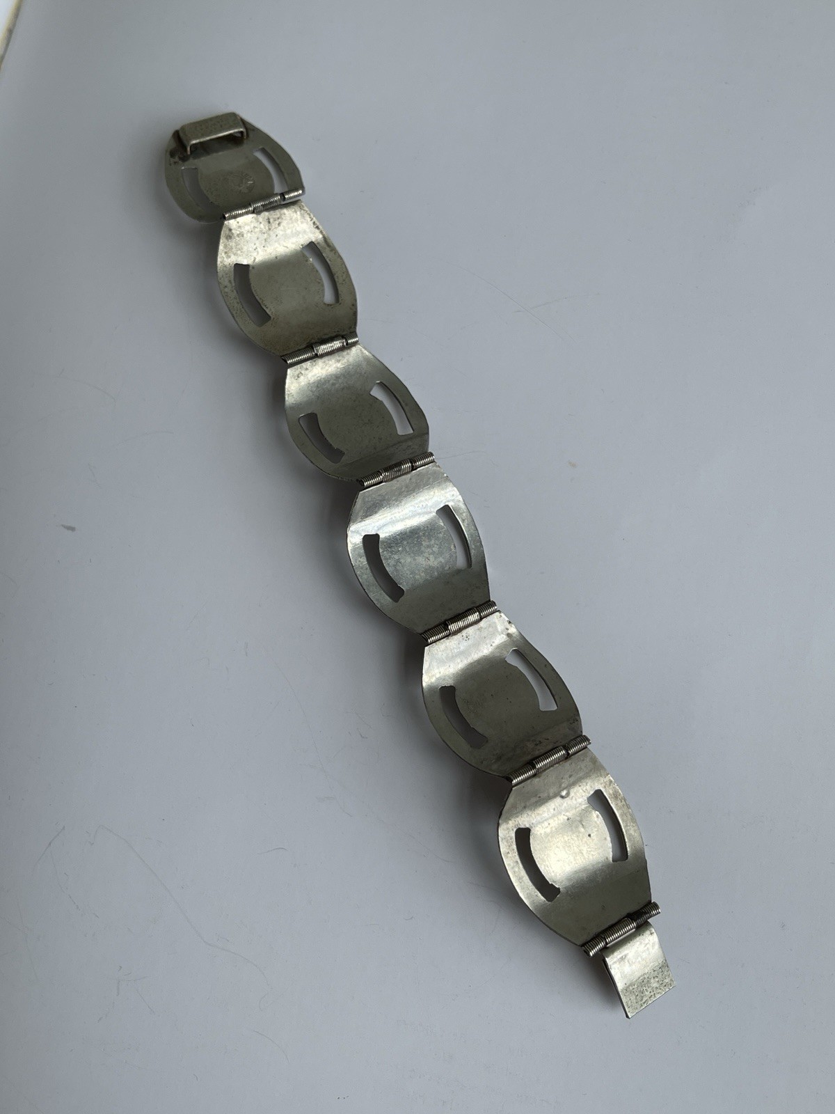 Vintage Taxco Mexico Sterling Silver Black Onyx Panel Bracelet