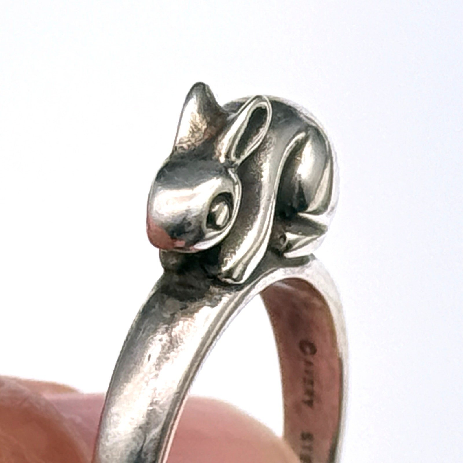 Vintage James Avery Rabbit Bunny Sterling Silver Ring Size 6.75