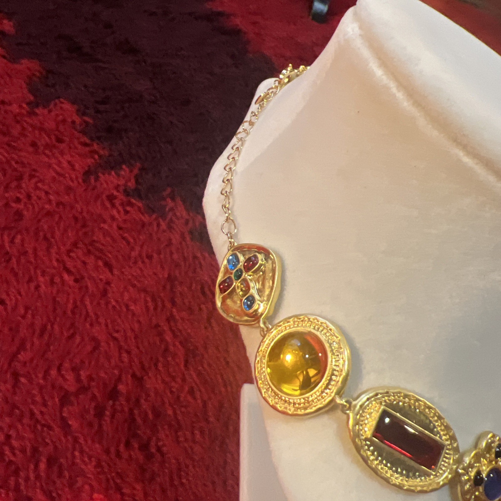 Signed Reya Multicolor Gold Plated Jewels Of India Necklace tik tok Famous HTF