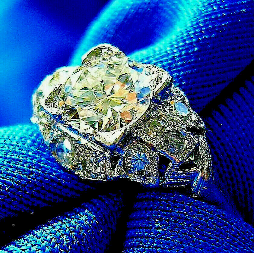 Original EARTH MINED DIAMOND Deco Engagement Ring Vintage PLATINUM Solitaire 6
