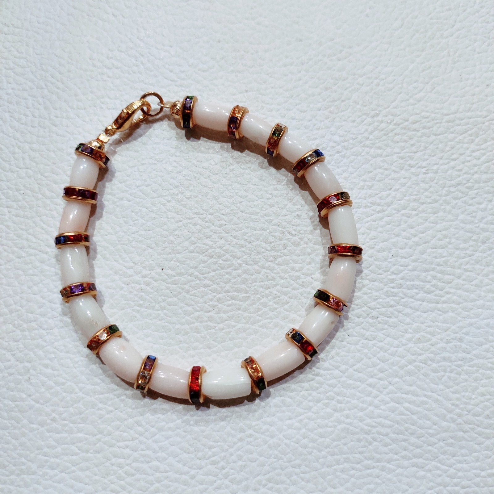 Natural Sea Coral Brass Handmade Bracelet Japanese Coral Gemstone Beads Bracelet