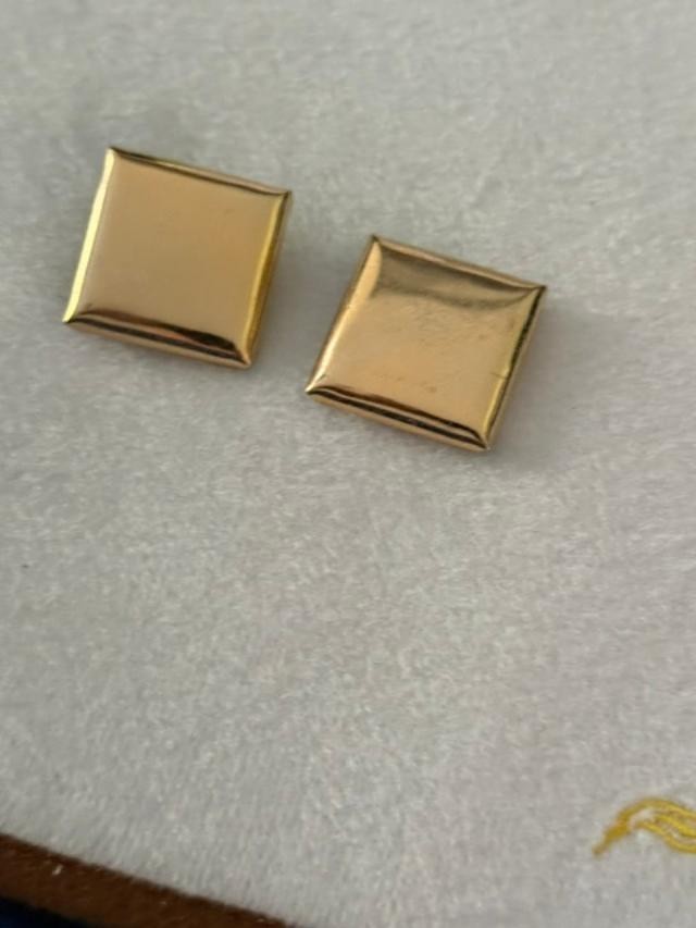 Napier Gold Tone Square Clip On Earrings Vintage Modernist 1.25″