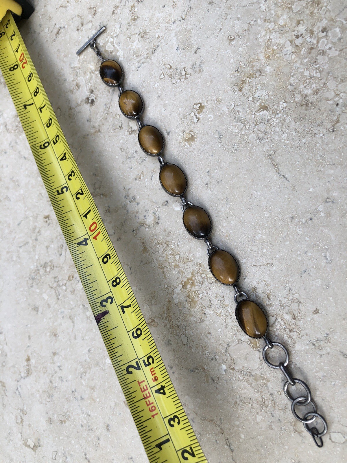 🐯🖤 ✨VINTAGE STERLING SILVER TIGER’S EYE OBSIDIAN Toggle Bracelet Set LOT ✨🖤🐯