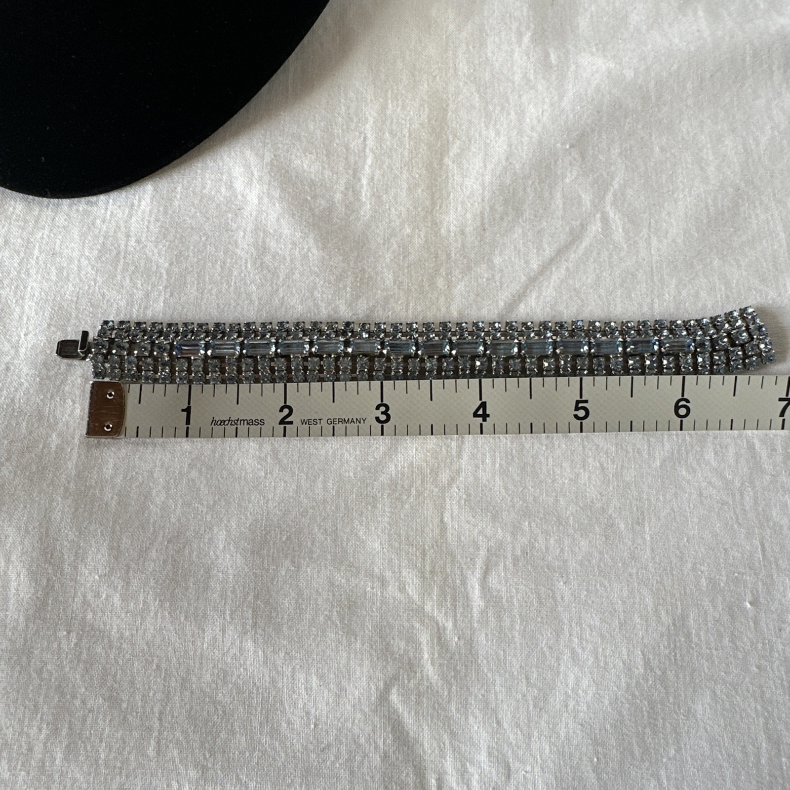 Vintage 1950 Blue Rhinestone Baguette Necklace And Bracelet