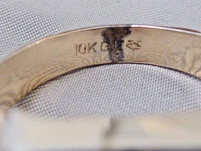 SIGNED V C VINTAGE 10K YELLOW GOLD FILLED NEW OLD STOCK 70’S SIZE 11 BLUE RING