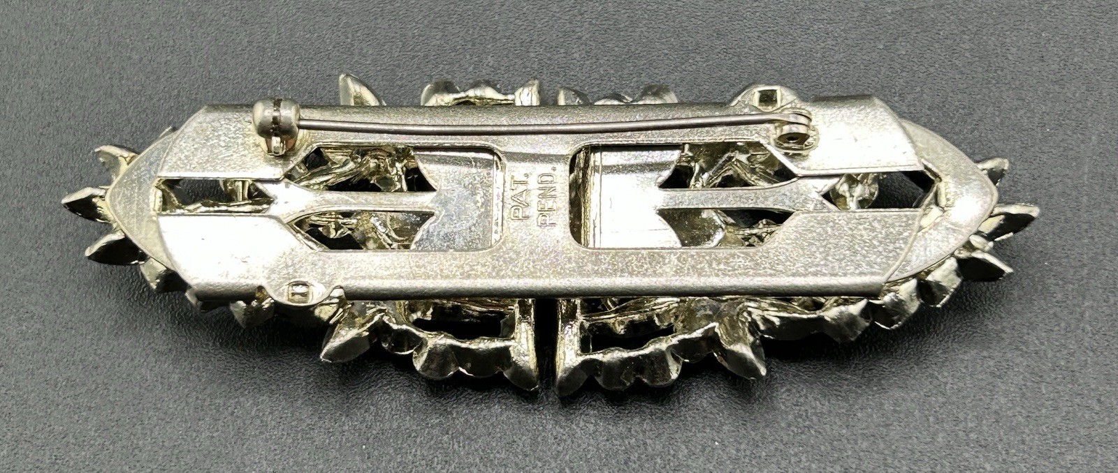 Pat Pend AT180112 Clear Rhinestones Duette Brooch Dress Clips (Missing Stones)