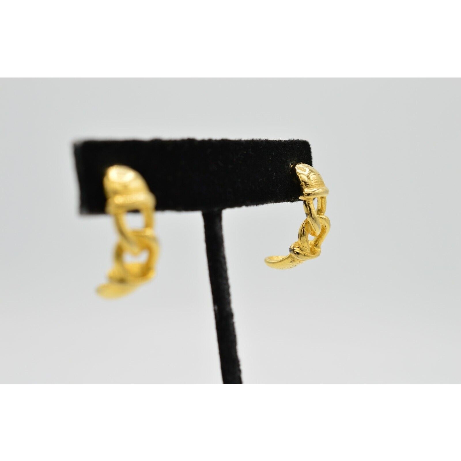 Vintage Dangle Linked Chain Earrings Gold Tone Dangle Hoop Elegant NOS 1980s 9C