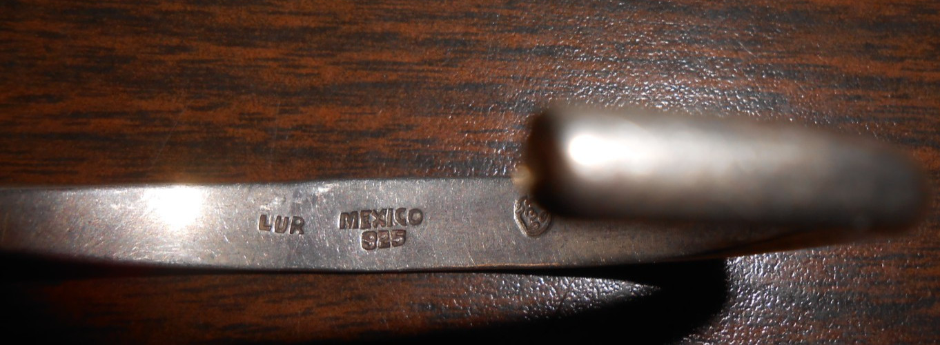 STERLING CUFF BRACELET – PLAIN – MARKED LUR – MEXICO 925 – UNKNOWN MARK 19.30g