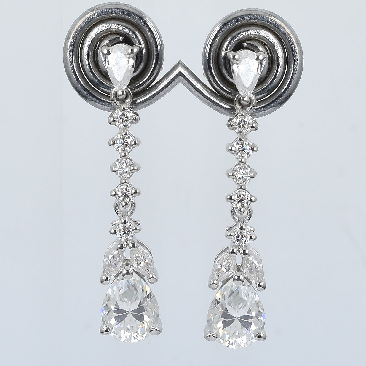 Stylish Rare 4.00 Ct Certified Diamond Dangler Earrings, Free Diamond Studs