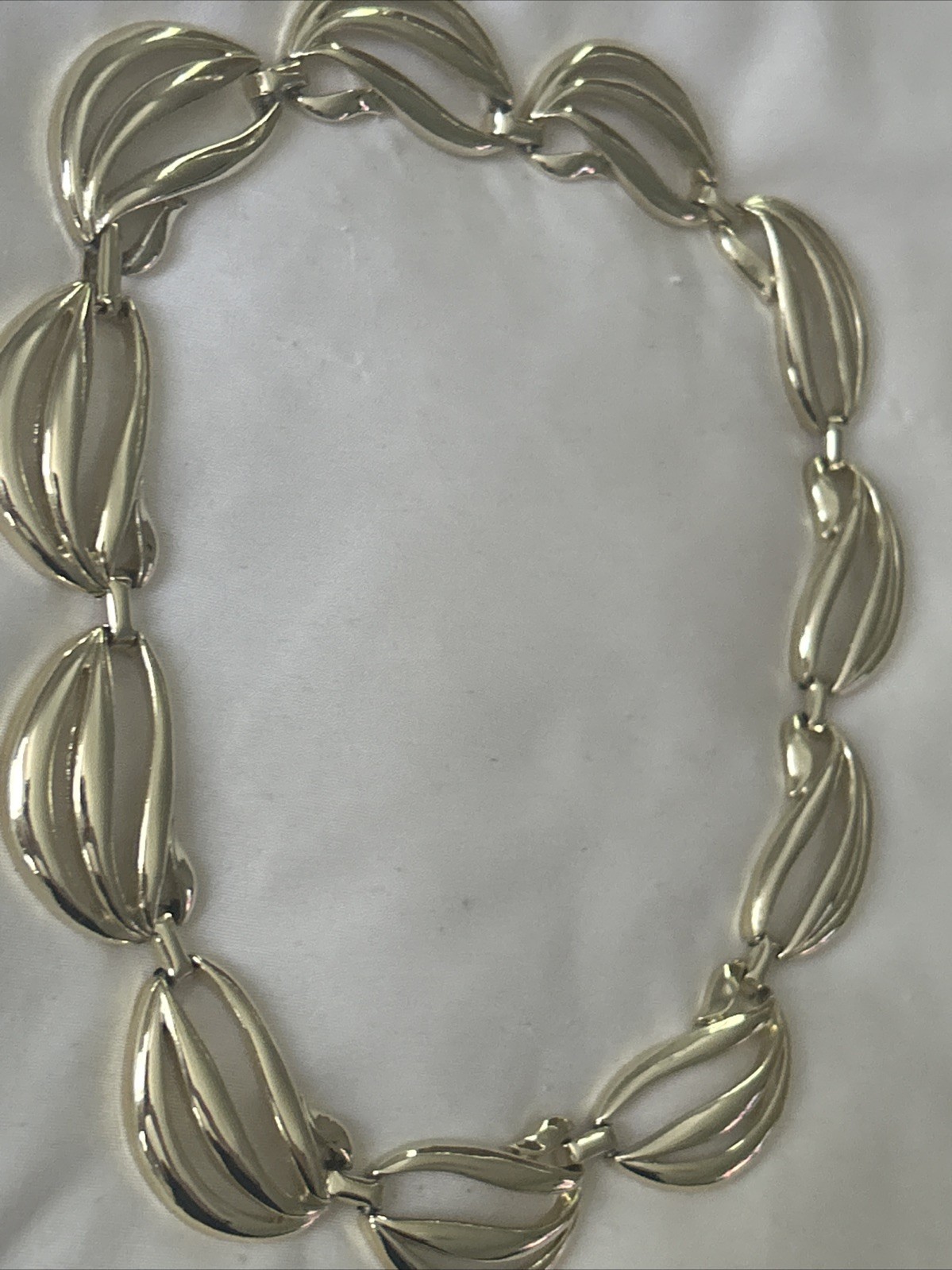 Vintage Modernist Open Link Choker Necklace Mid Century Wave Openwork 18”