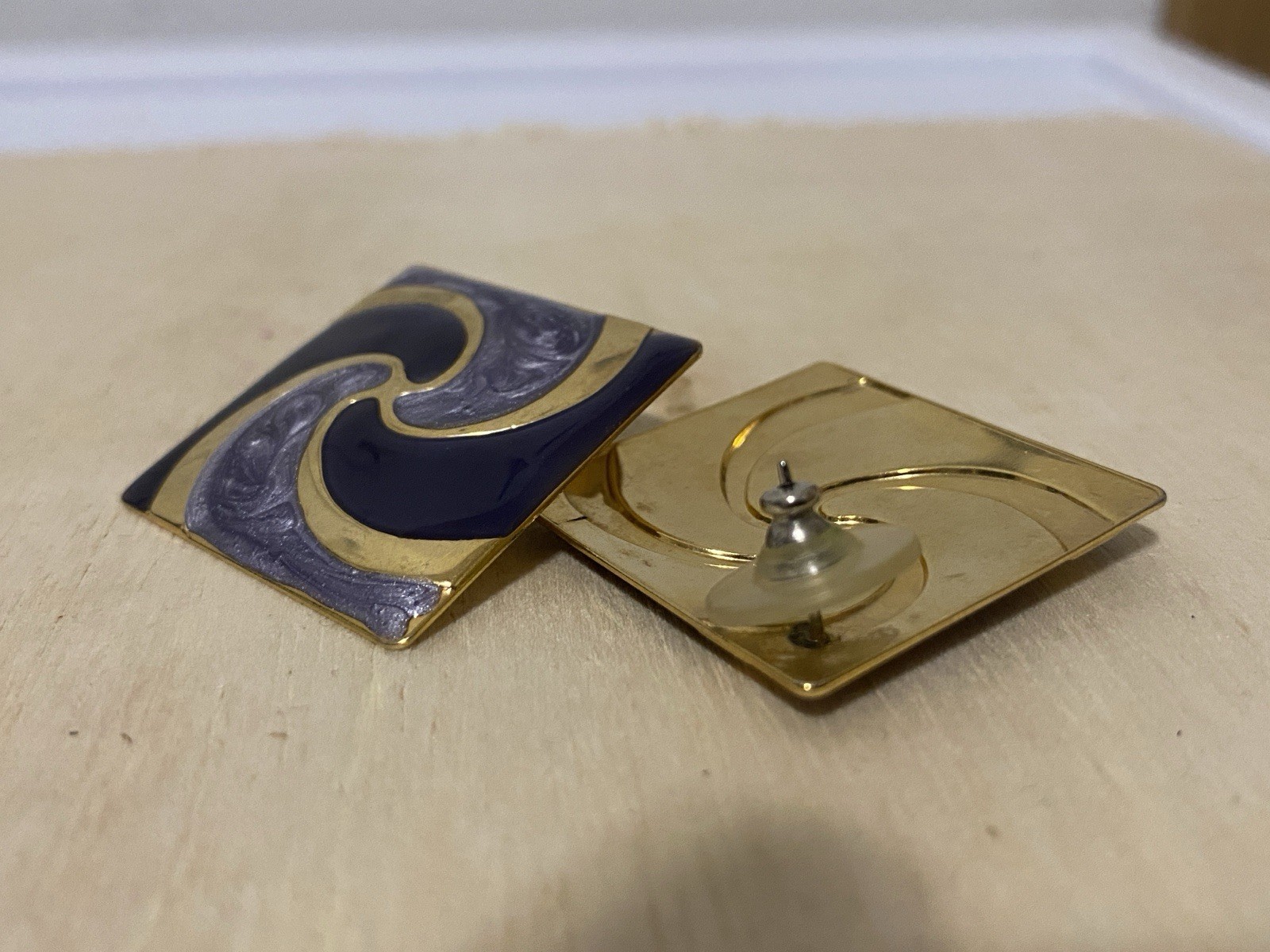 Vintage Purple Swirl Square Earrings