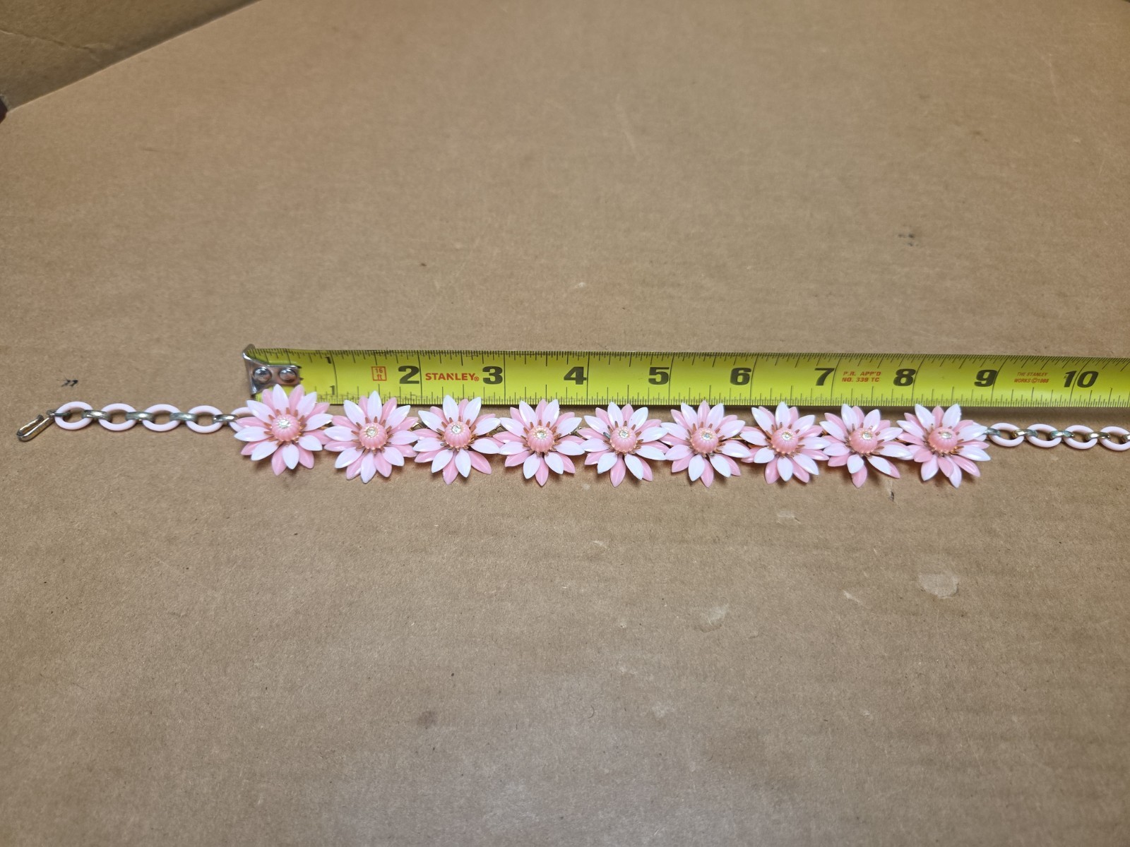 Vtg Coro Pink Plastic Flower Choker Necklace *SEE PICS