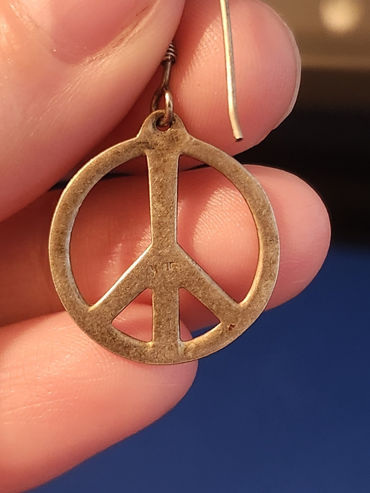 Sterling Silver Peace Sign Dangle Earrings