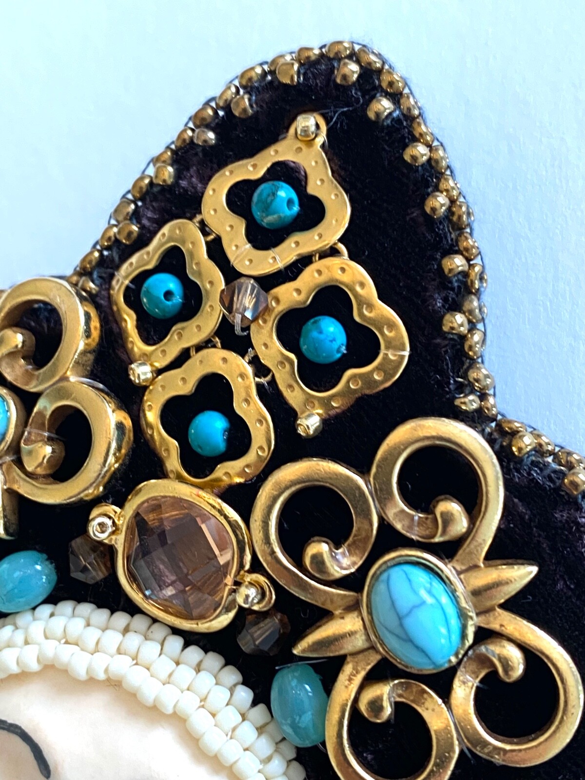 Brooch Art Doll Princess Beaded Turquoise