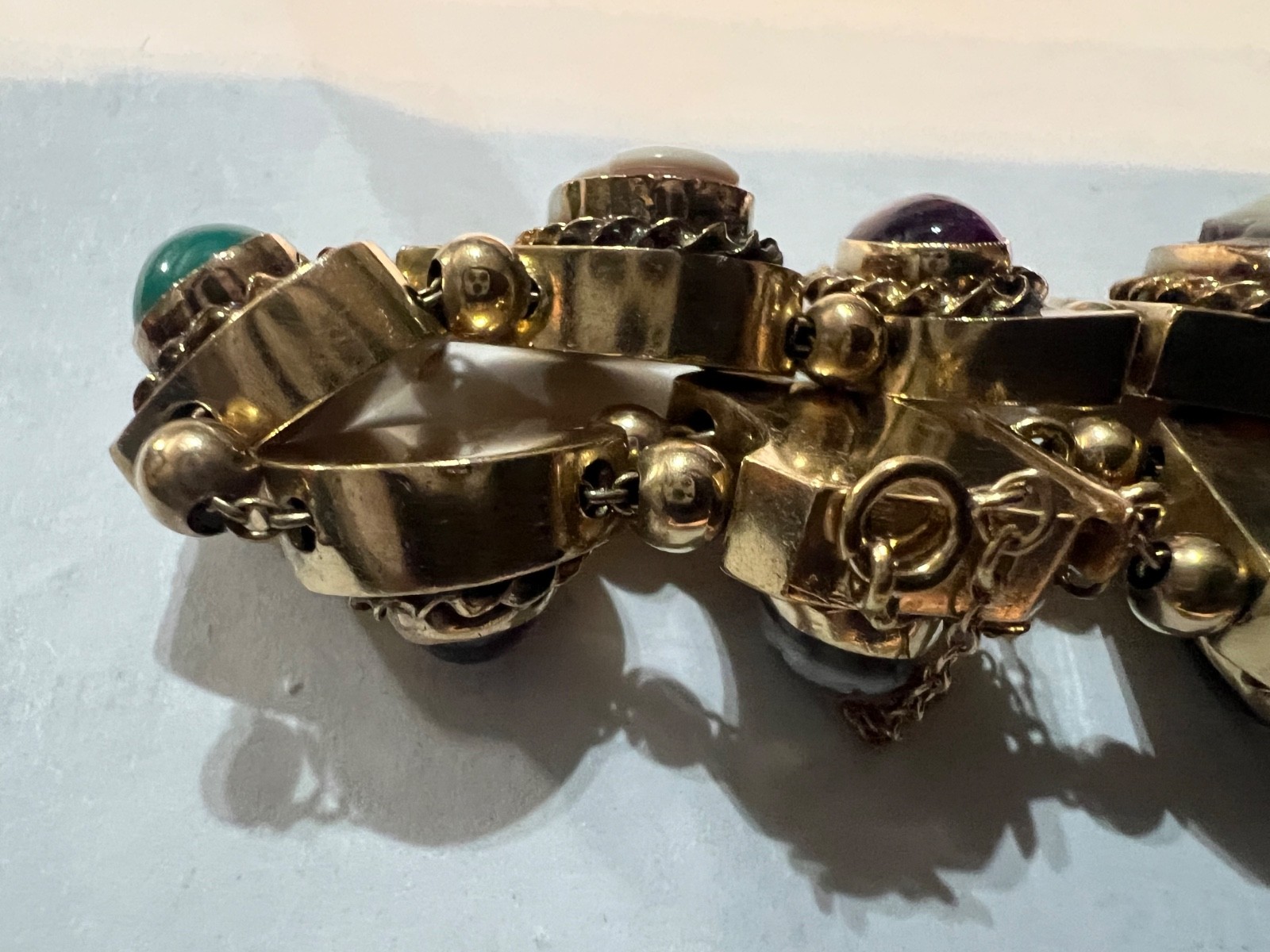 14k Gold ANTIQUE VICTORIAN GOLD CHARMS SLIDE BRACELET. CIRCA (1837-1901)