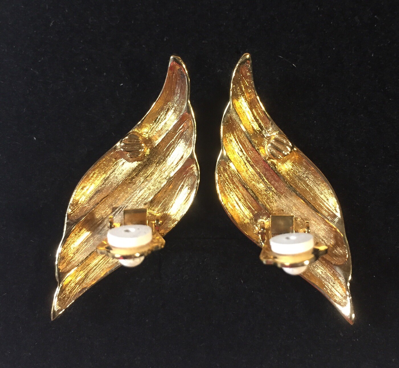 Vintage 1980s Pave Rhinestone Gold Plated Clip On Earrings