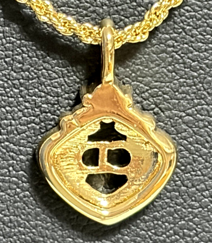 Christian Dior necklace pendant rhinestone gold plated diamond shape