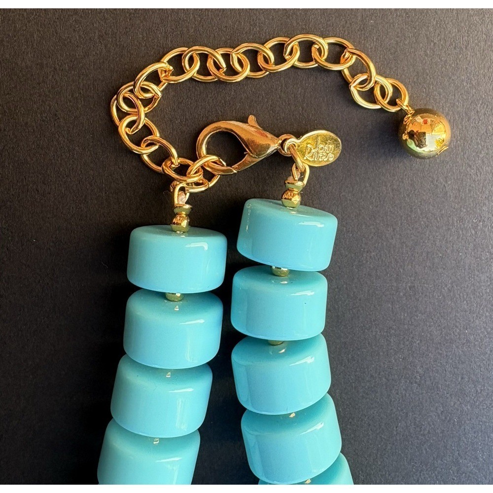 VTG Joan Rivers Graduated Disc Acrylic Lucite Necklace Turquoise Chunky 24″