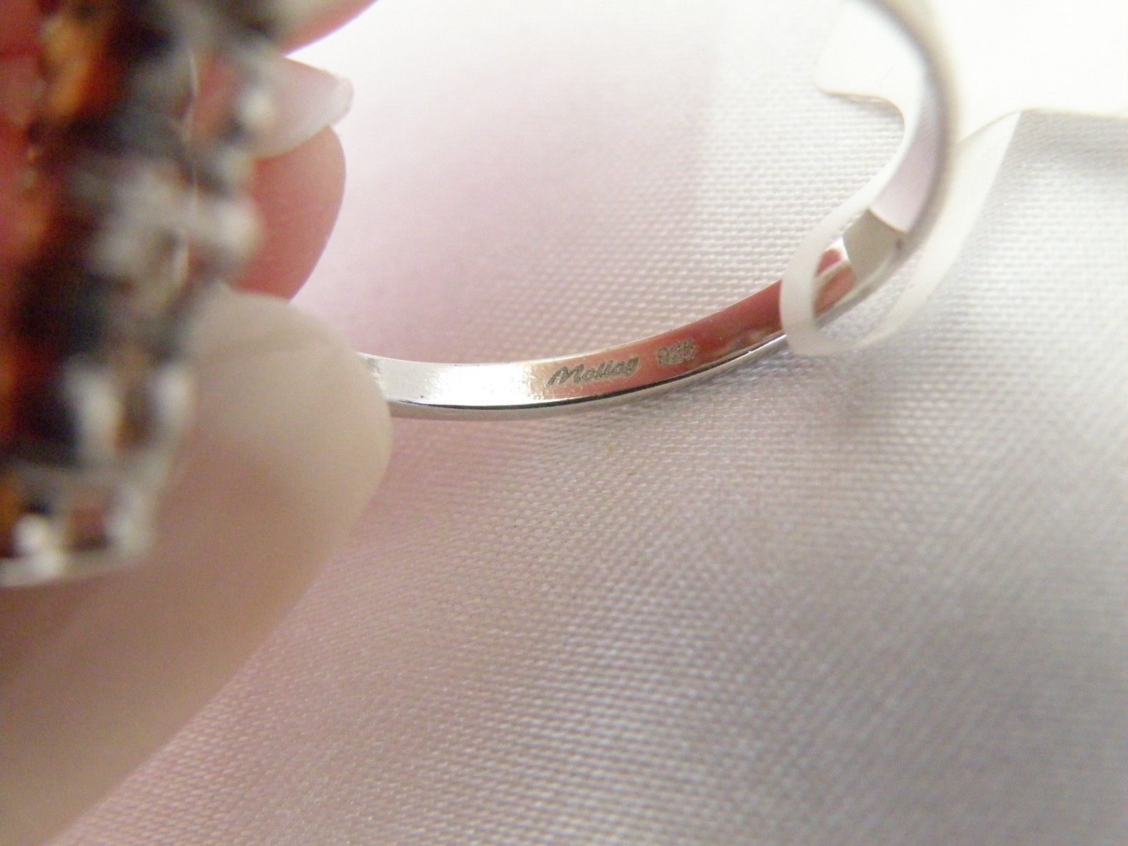Designer Sterling Silver 925 Natural Mandarin Orange Garnet Ring Size 10