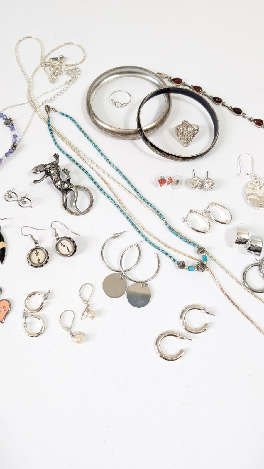 Mixed Silver Toned Jewelry Lot Some Marked 925