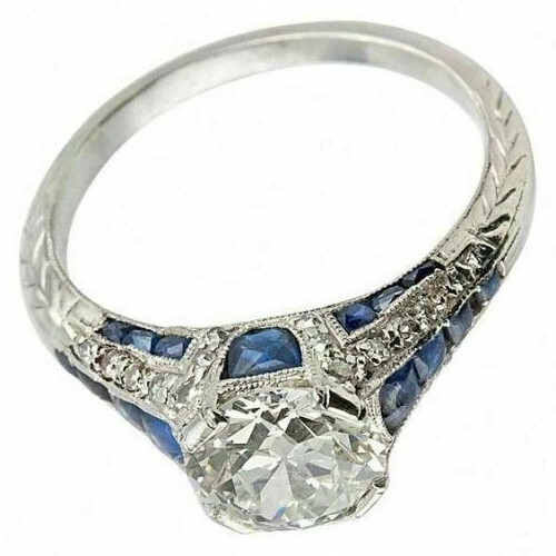 3.2Ct Art Deco Style Lab-Created Diamond Anniversary 14K White Gold Finish Ring