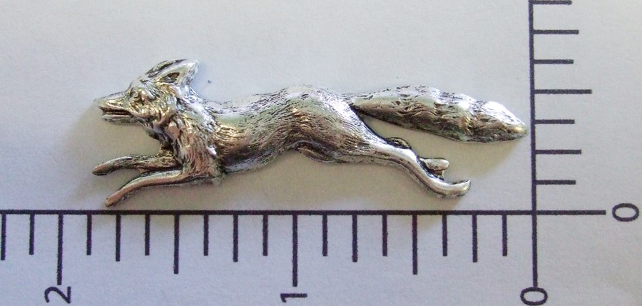 43564 Large Fox Brass Jewelry Finding Silver Oxidized