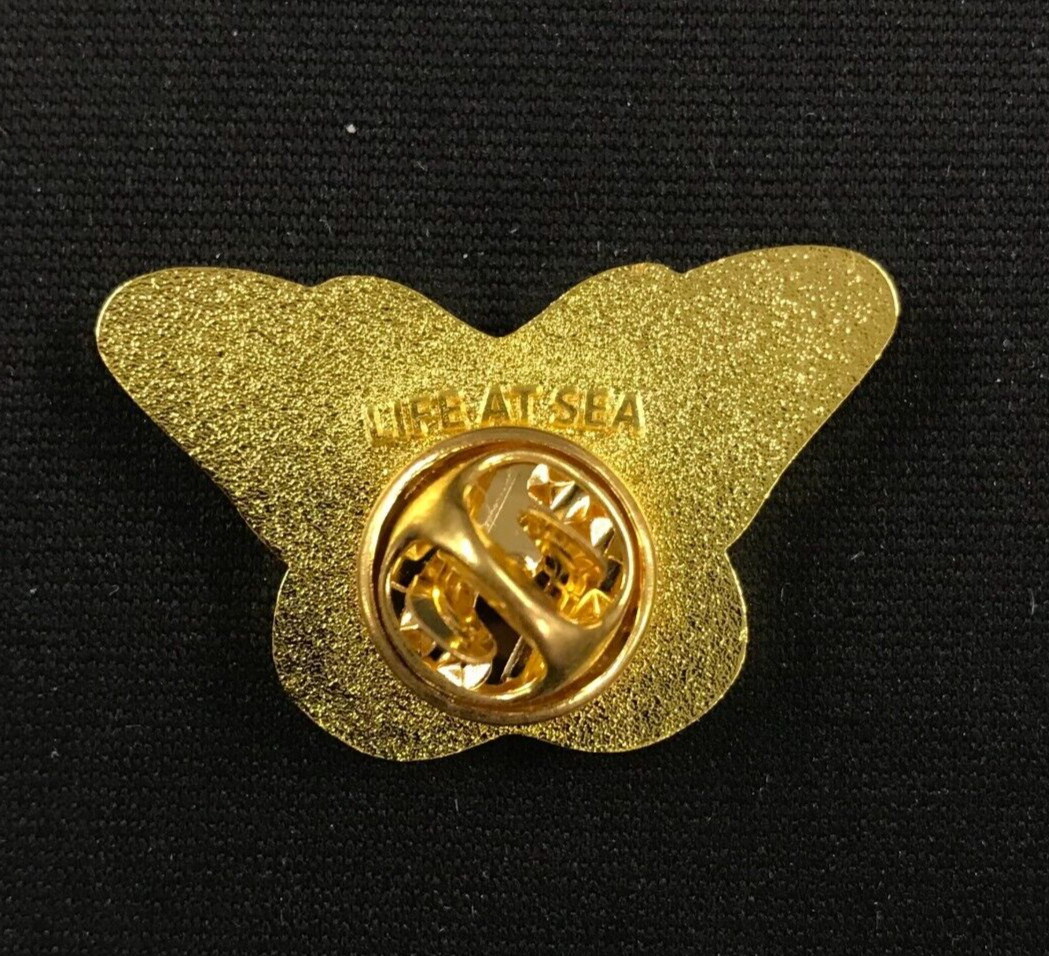 Life At Sea Butterfly California Enamel Pin 1 1/4″ Yellow & Black Monarch CLEAN!