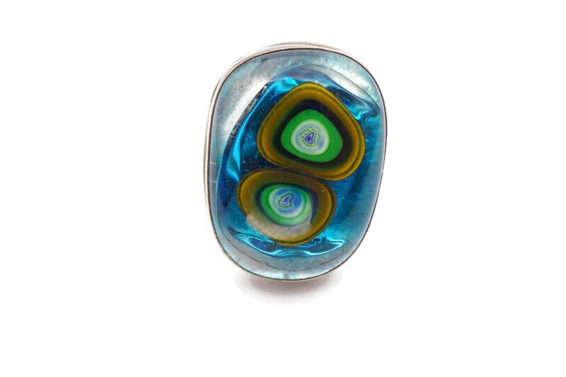 Vintage Sterling Silver 925 Glass Stone Ring Size 7.5