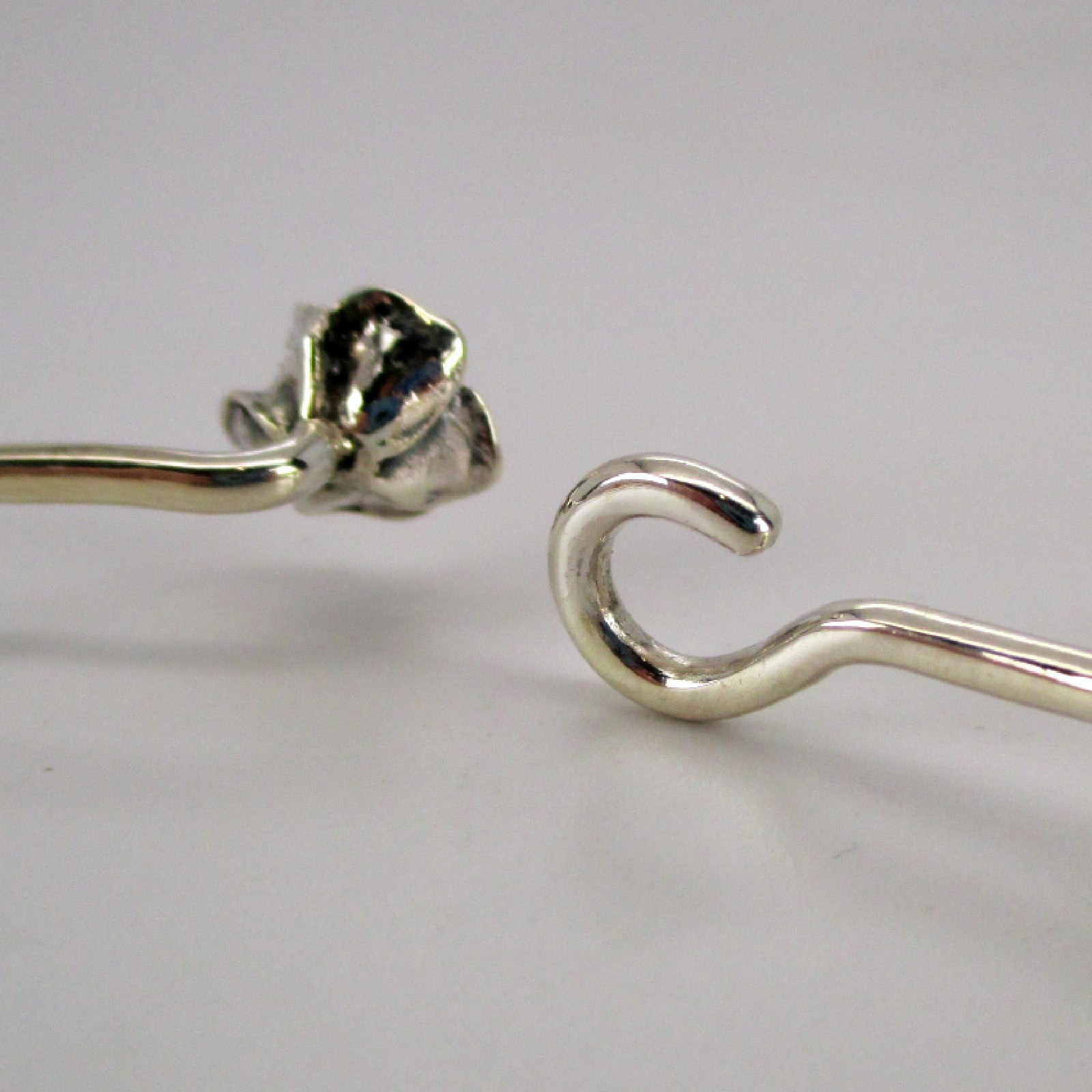 Sterling Silver Rose Bangle Charm Bracelet Flower Design Stacking Vintage NOS