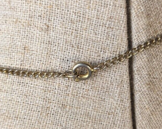 vintage gold tone chain necklace hexagon charm pendant floral silver tone 15″