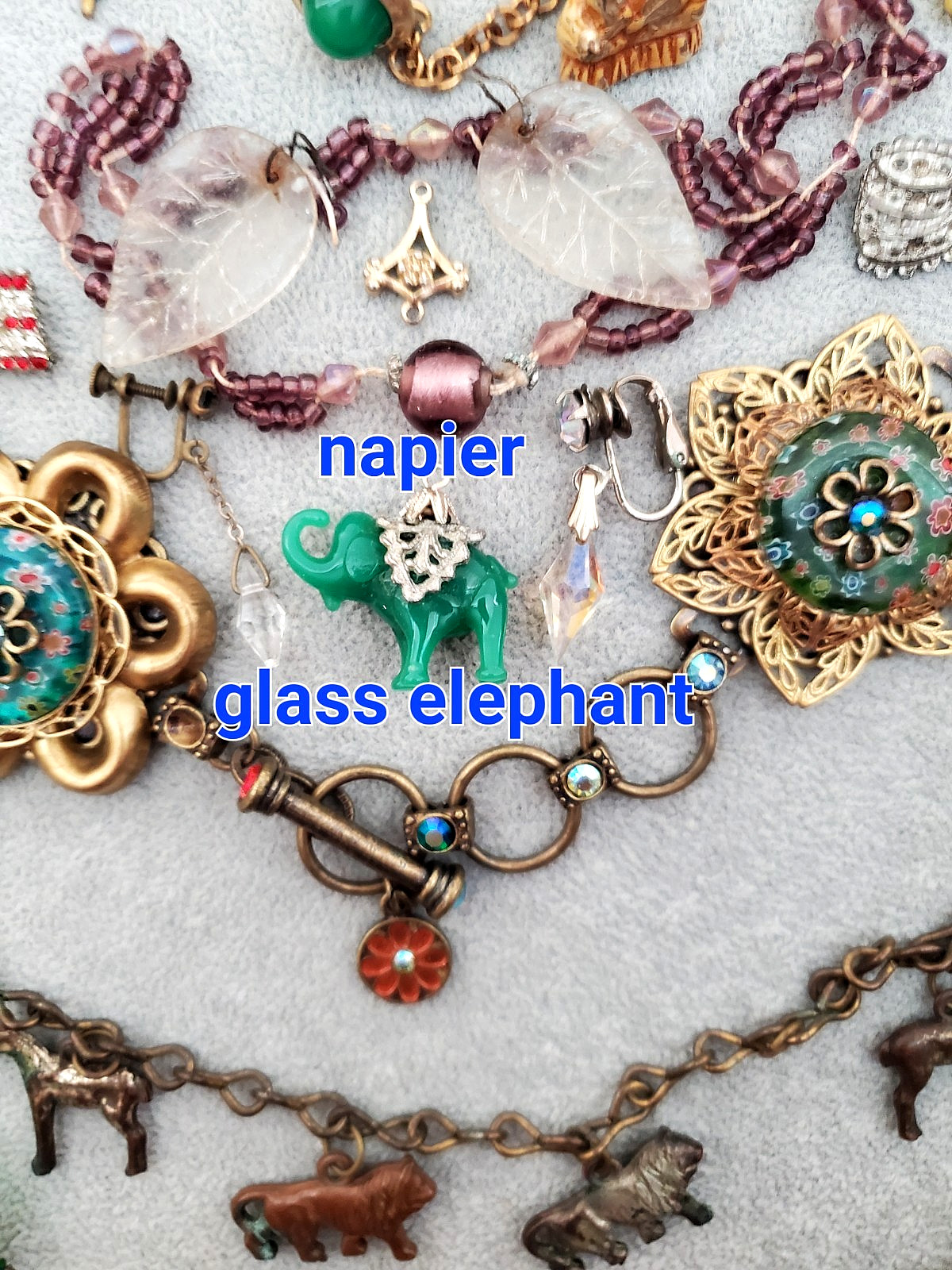 Antique Deco Vintage Glass Jewelry Repair Parts Pieces Scrap Craft Lot