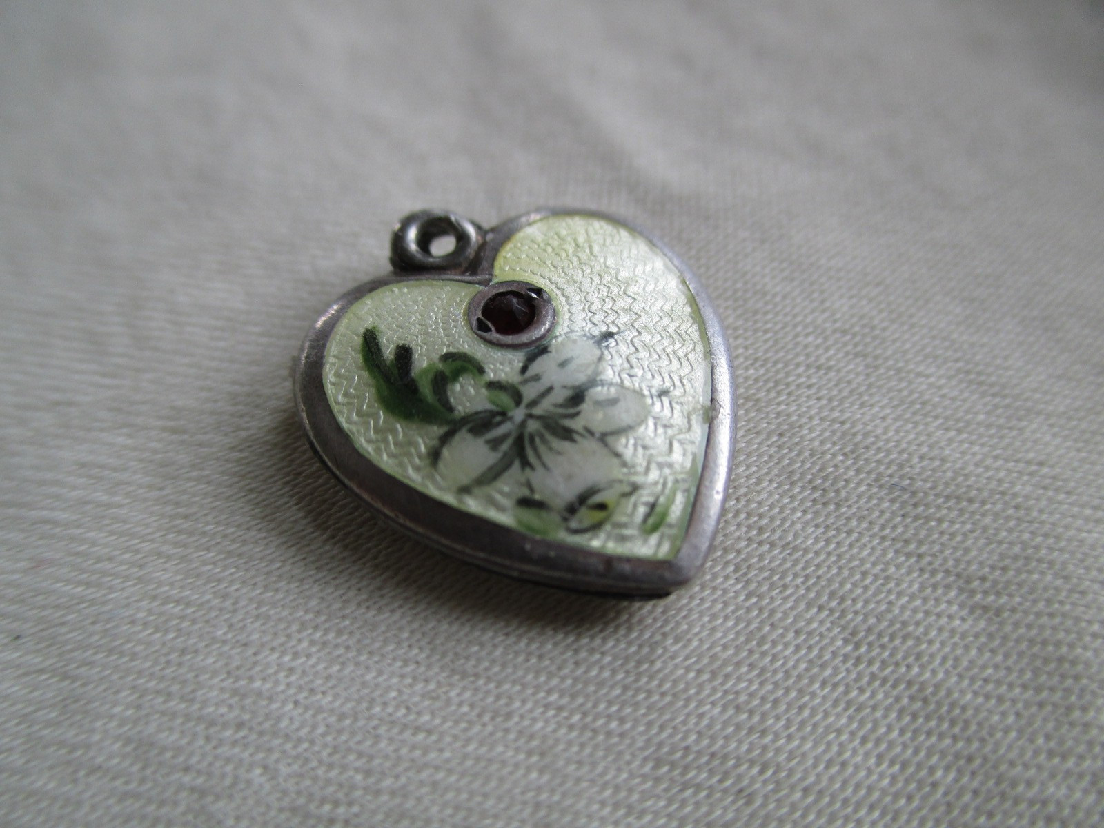 Vtg Sterling Charm LAMPL Birthday Series Puffy Heart Flower & Red Stone JANUARY
