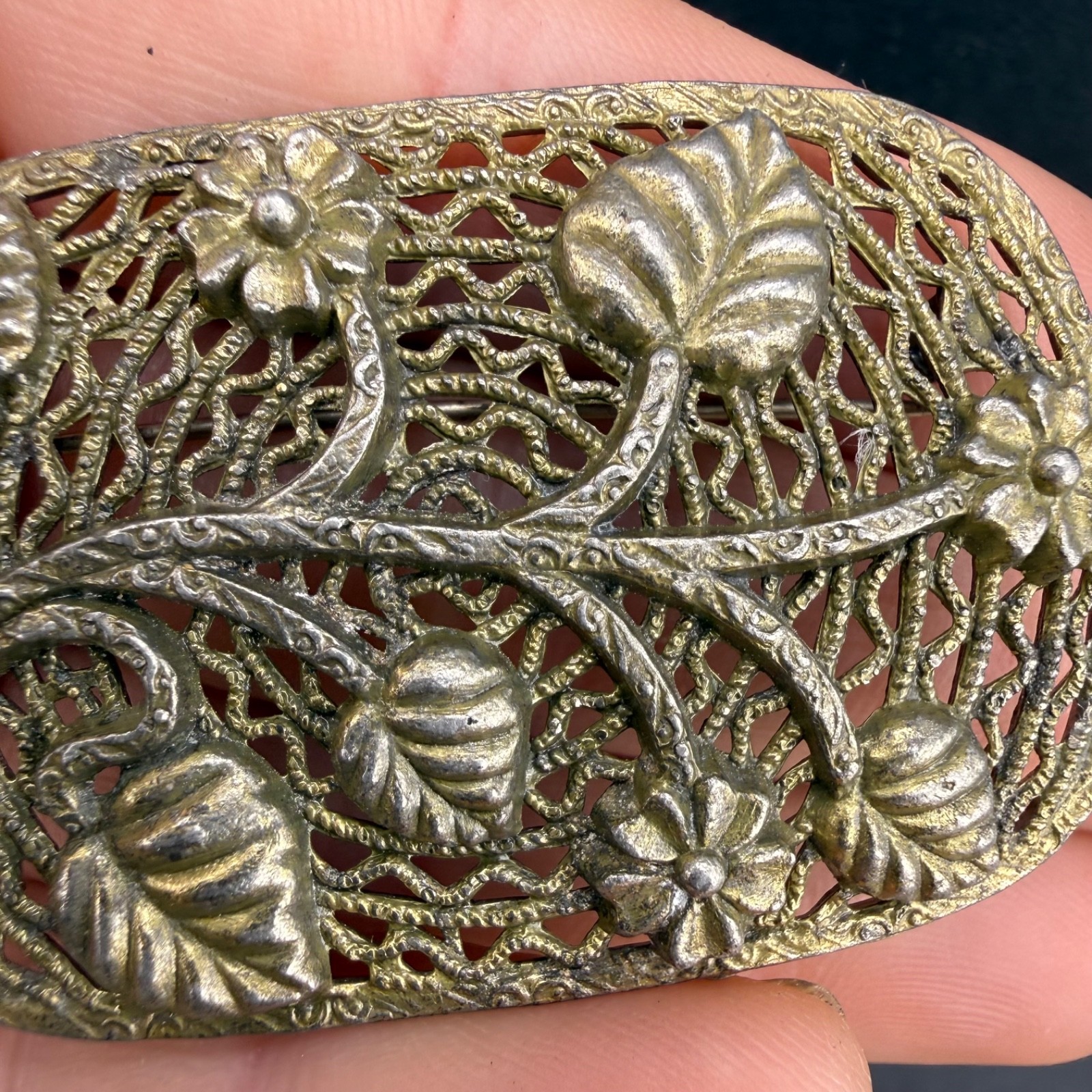 Vintage Little Nemo Filigree Nature Brooch Silver Tone Signed