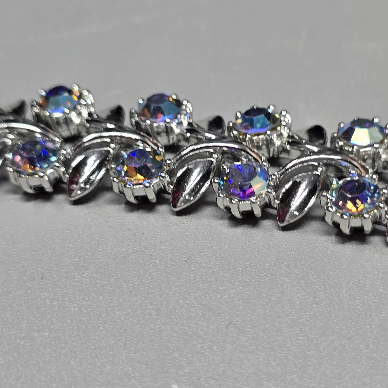 Jewelery Set Parure Necklace Bracelet Earrings AB Rhinestones Pierced EARS