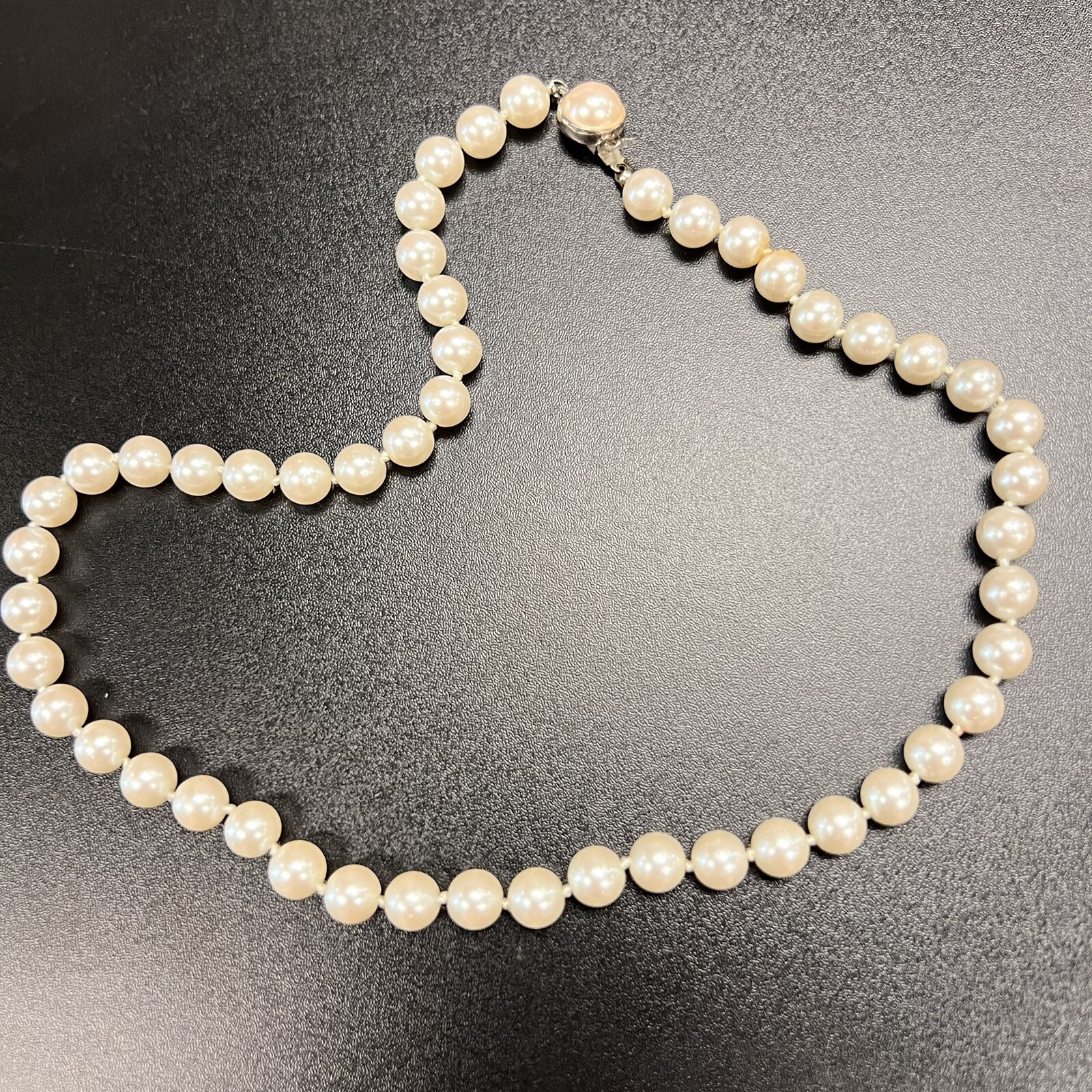 Vintage Carolee Mid Century Double Knotted Signed “Jackie O” Necklace Faux Pearl