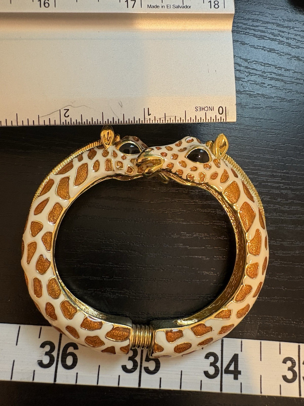KJL kenneth jay lane bracelet hinged giraffes gold tone enamel vintage 6.5 wow!