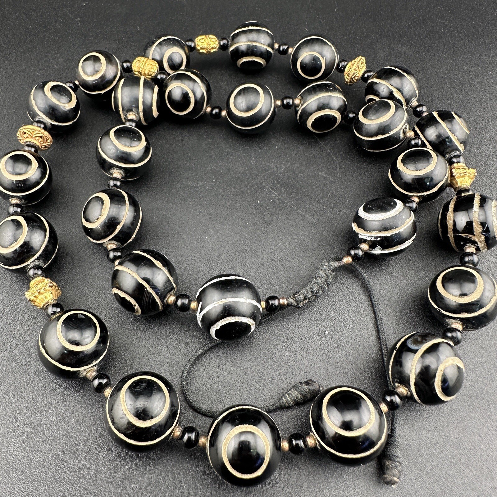 Lot 27 Ethnic Pyu Etched Agate Eye Beads Natural Stone Agate Beaded Necklace