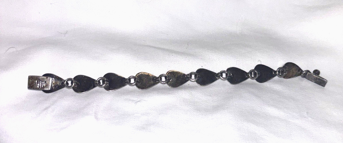 Vintage Mexican Sterling Silver Malachite Bracelet 925 MEXICO 27.48G TW 7″