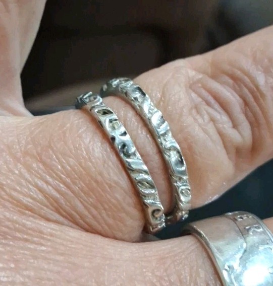 Vintage 925 Sterling Silver Pair Of Stackable Rings Size 8