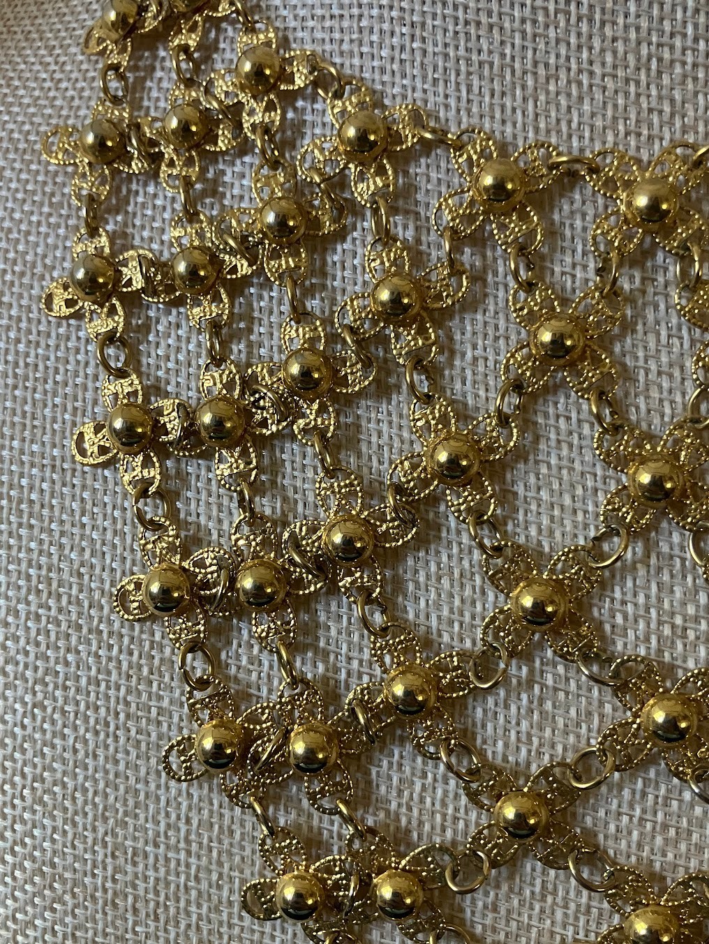 Vintage Flower Bib Necklace Ornate Adjustable Handkerchief Cascade Choker READ