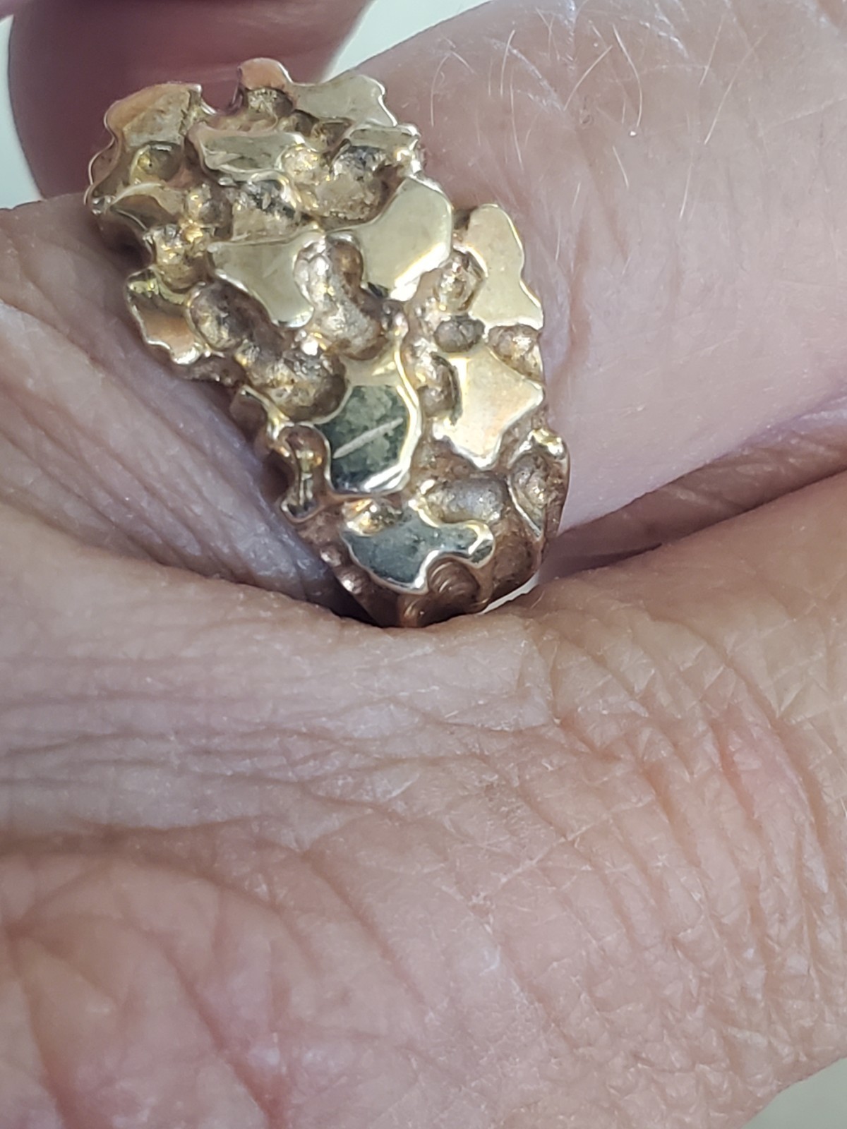 Vintage 14K Gold Plated Nugget Ring Size 6.5