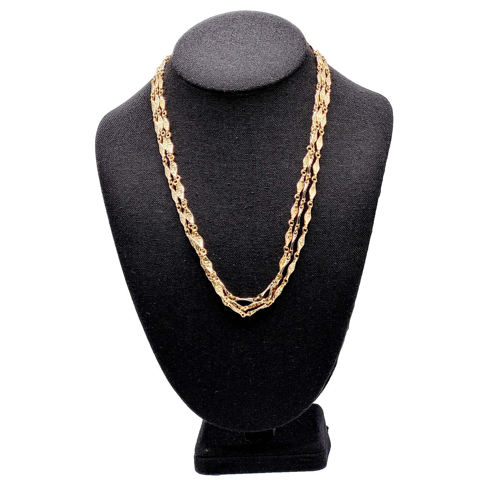 Napier Flapper Length Elongated Textured Link Chain Vtg Necklace Signed 60 Inch