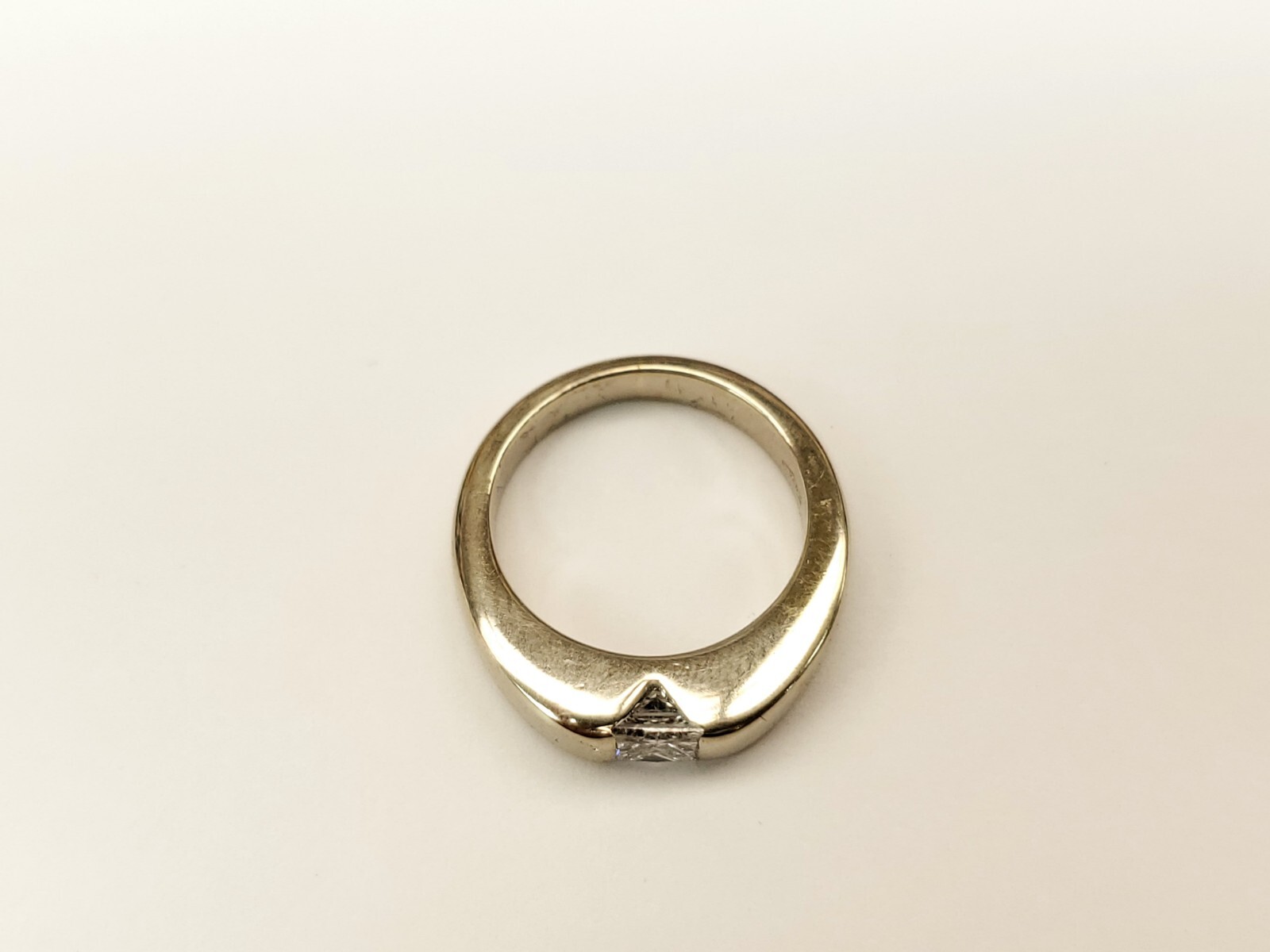 Vintage 18k White Gold Princess Cut Diamond Engagement Ring