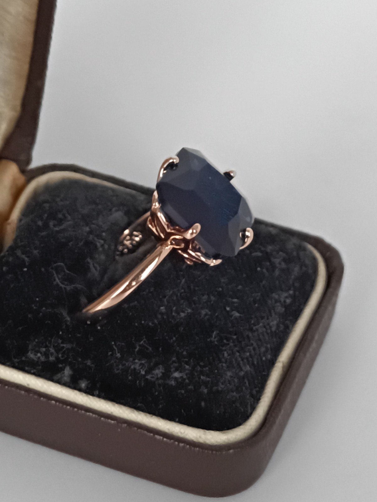 Vintage 1990-s 14 Ct Rolled Gold Sapphire Ring Size UK P US 7 1/2 – Hallmarked!