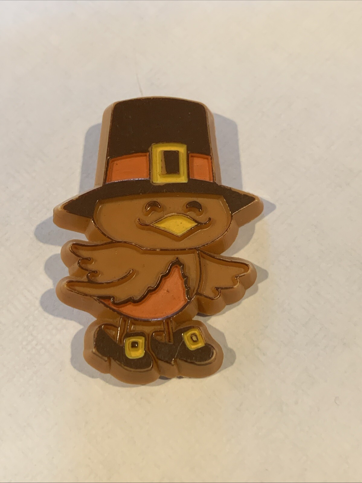 VTG Hallmark Brown Pilgrim Bird Plastic Brooch 1979 Thanksgiving