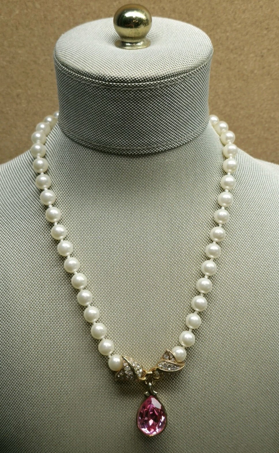 Vintage Swarovski Jeweler’s Collection Stunning Pearl & Crystal Drop Necklace