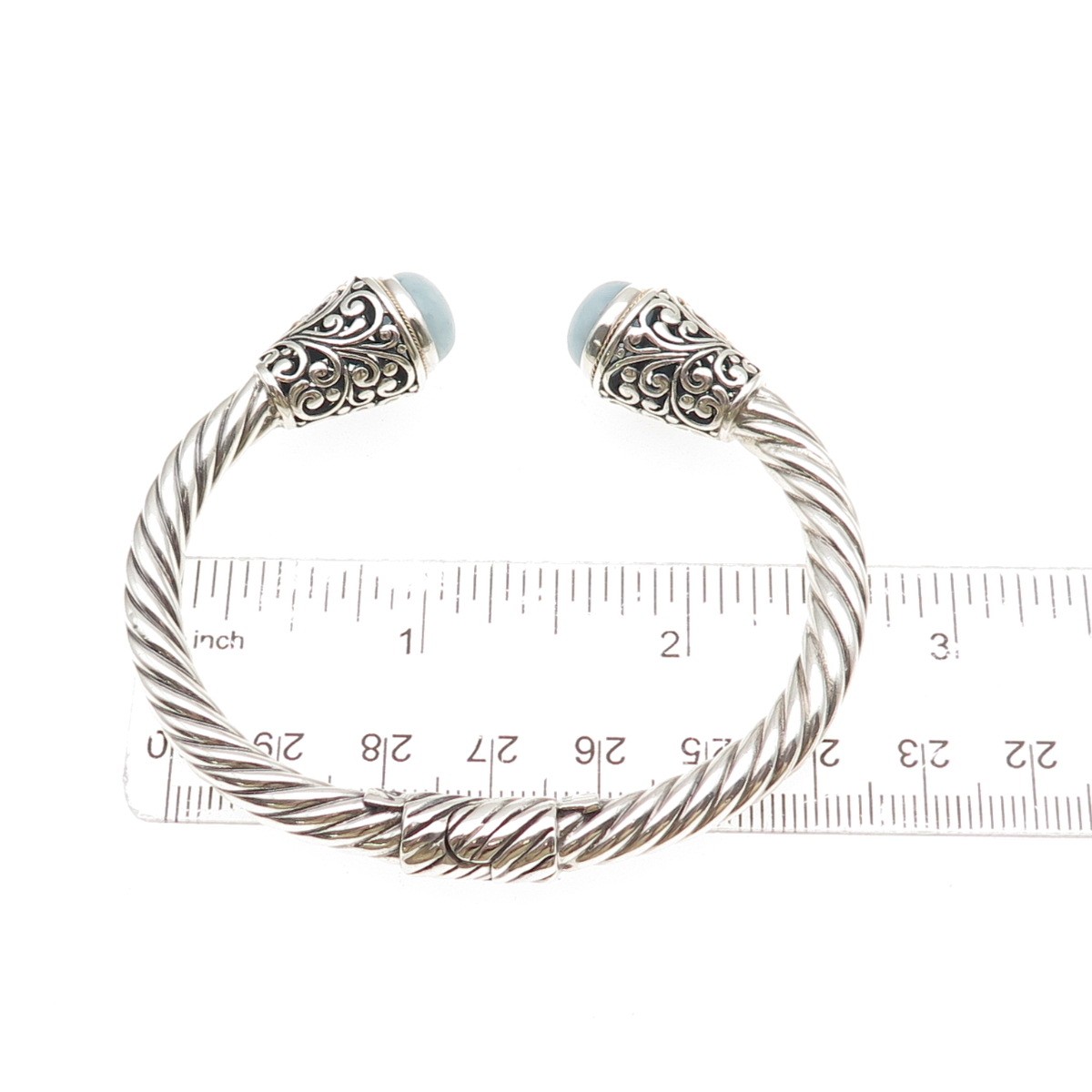 Robert Manse 925 Sterling Silver 18K Gold Vintage Real Aquamarine Bracelet 6″